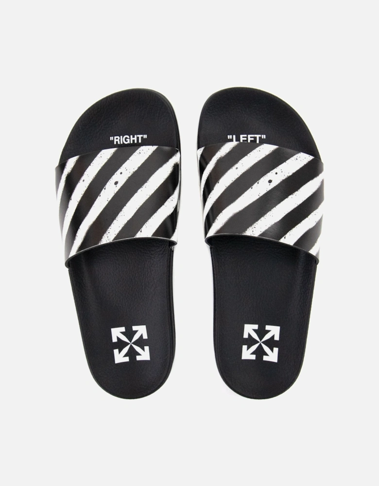 Off White Spray Stripes Sliders Black/white