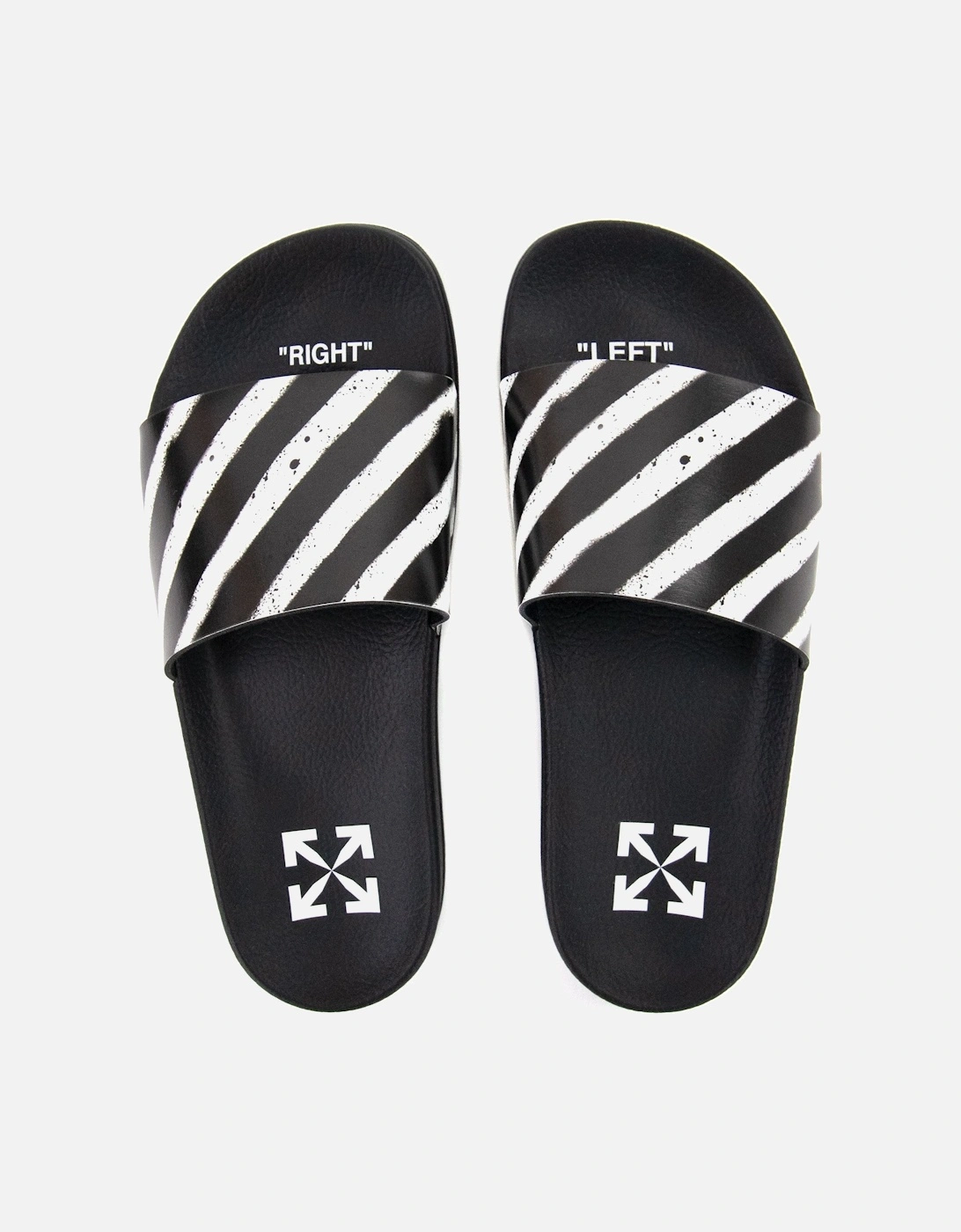 Off White Spray Stripes Sliders Black/white