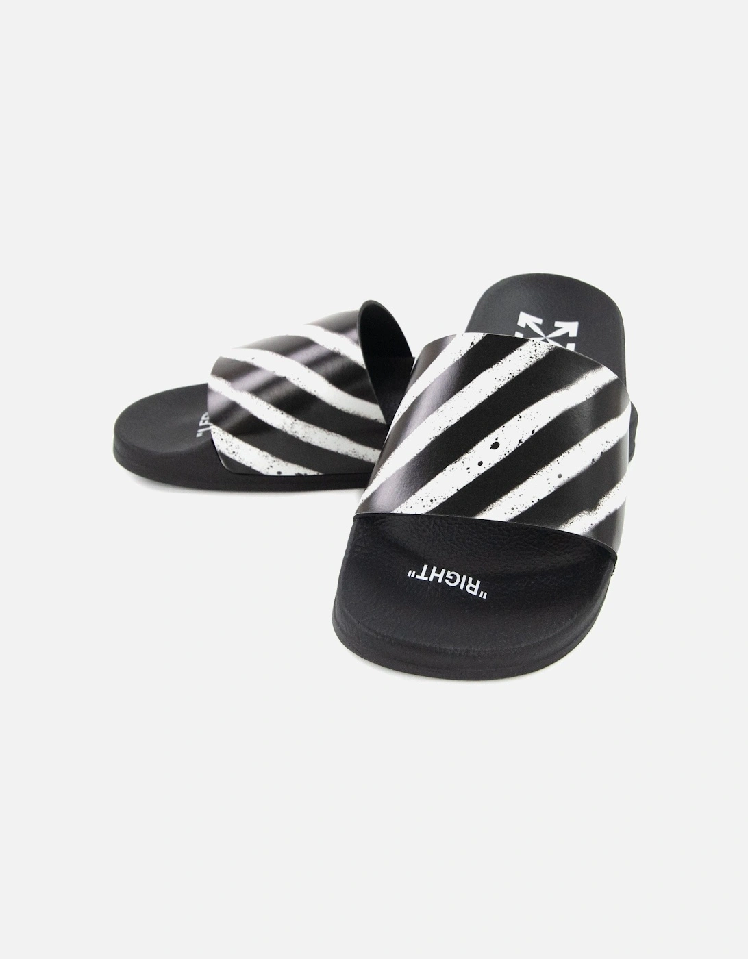 Off White Spray Stripes Sliders Black/white