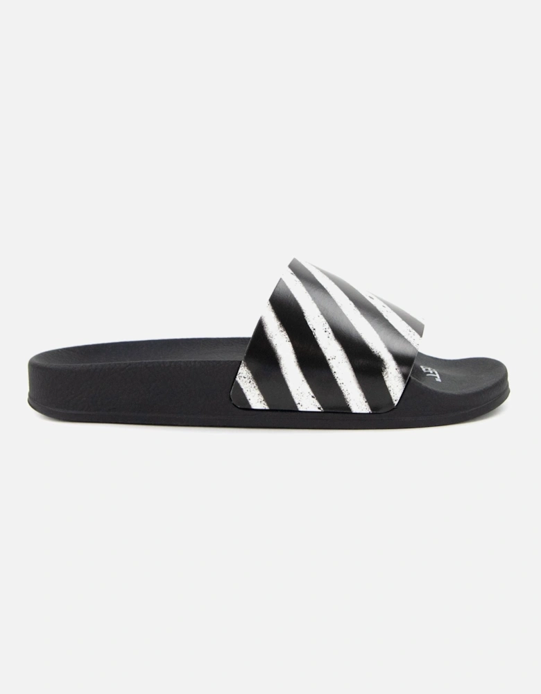 Off White Spray Stripes Sliders Black/white