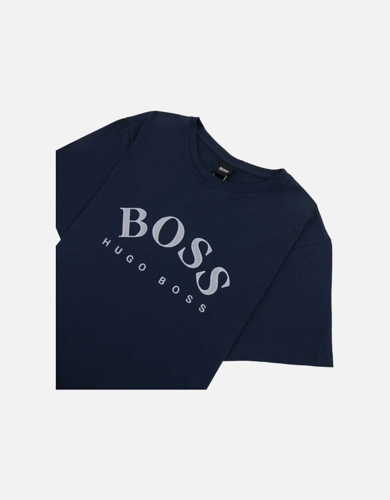 Curved Embroidered Large Logo T-shirt 416 Navy