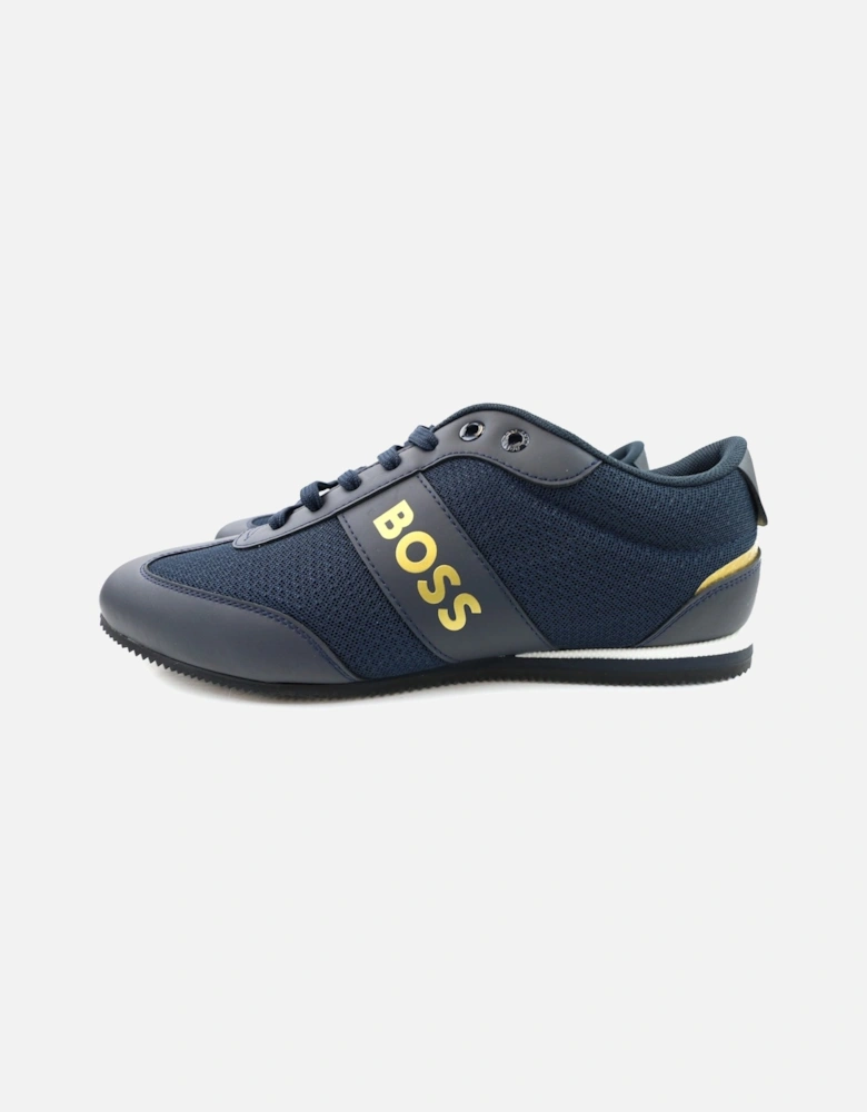 Rusham Rubberised Panels Mesh Trainers Dark Blue