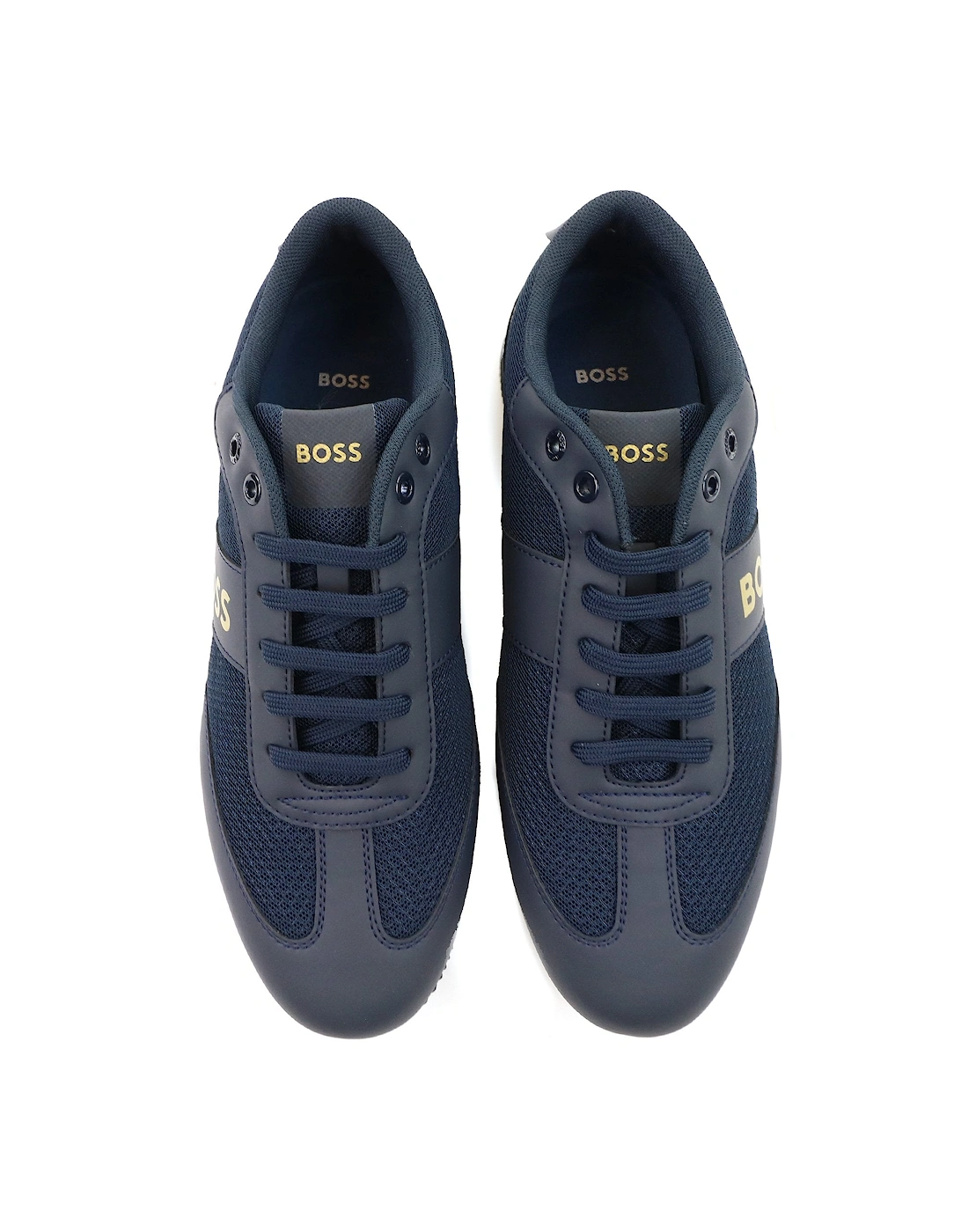Rusham Rubberised Panels Mesh Trainers Dark Blue