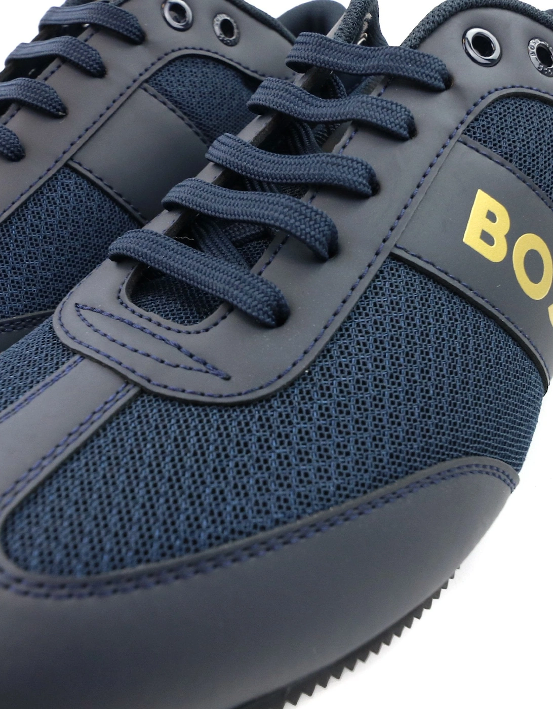 Rusham Rubberised Panels Mesh Trainers Dark Blue