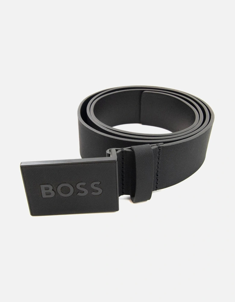 Plaque-buckle Belt In Italian Leather Black