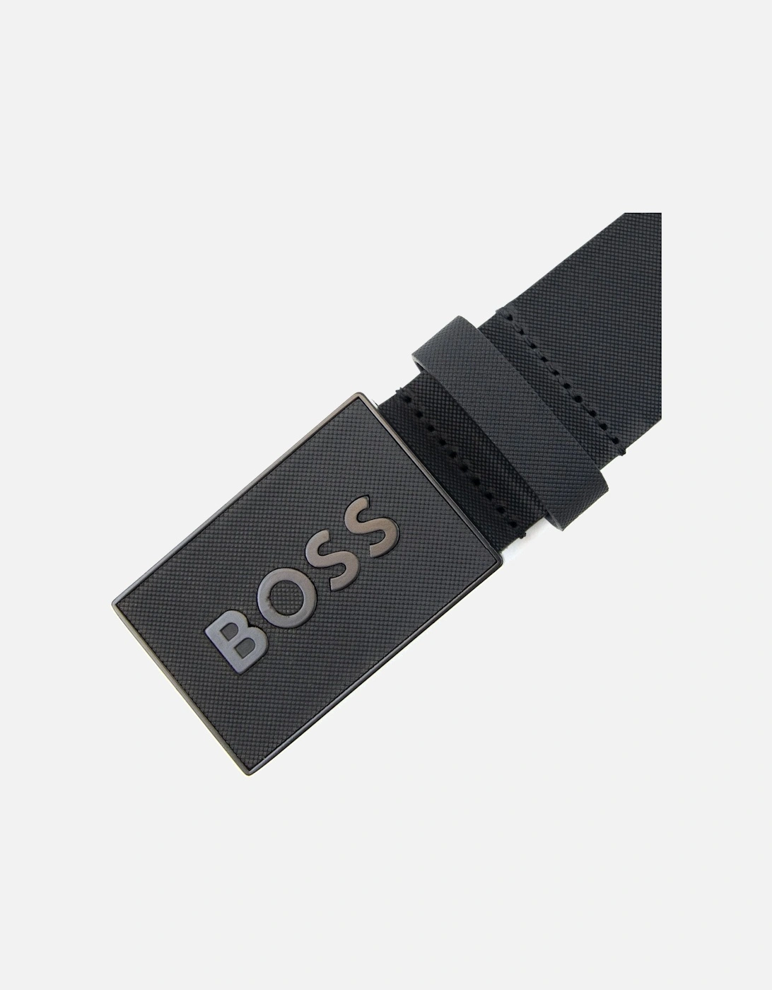 Plaque-buckle Belt In Italian Leather Black