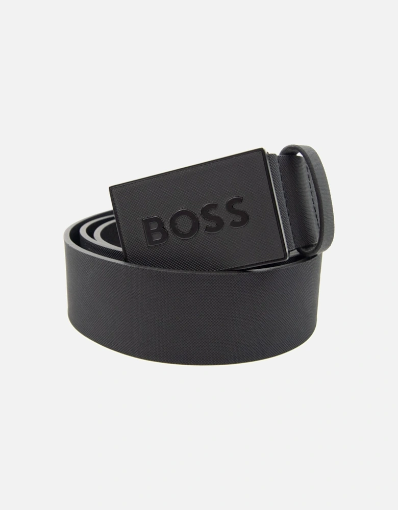 Plaque-buckle Belt In Italian Leather Black