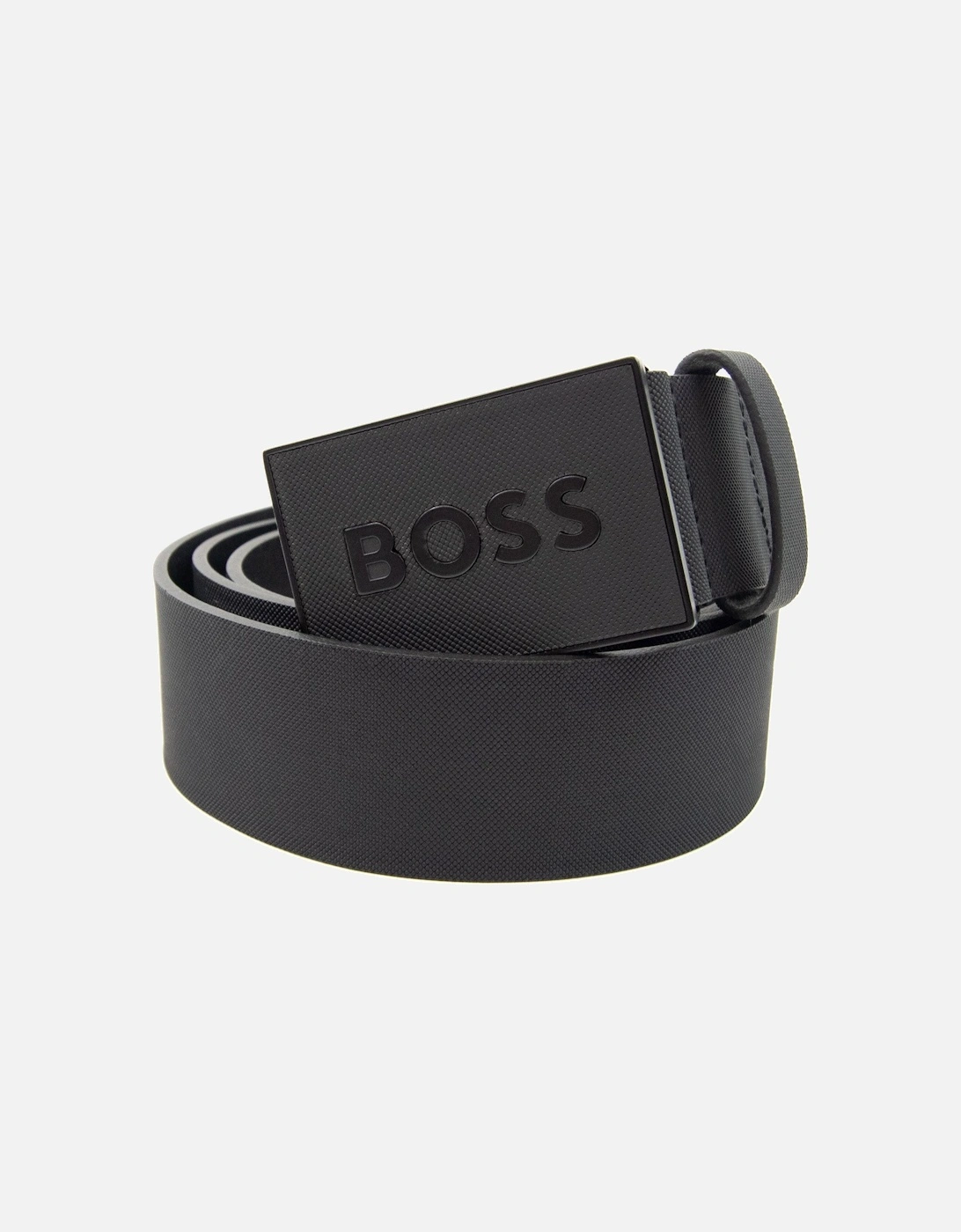 Plaque-buckle Belt In Italian Leather Black, 4 of 3