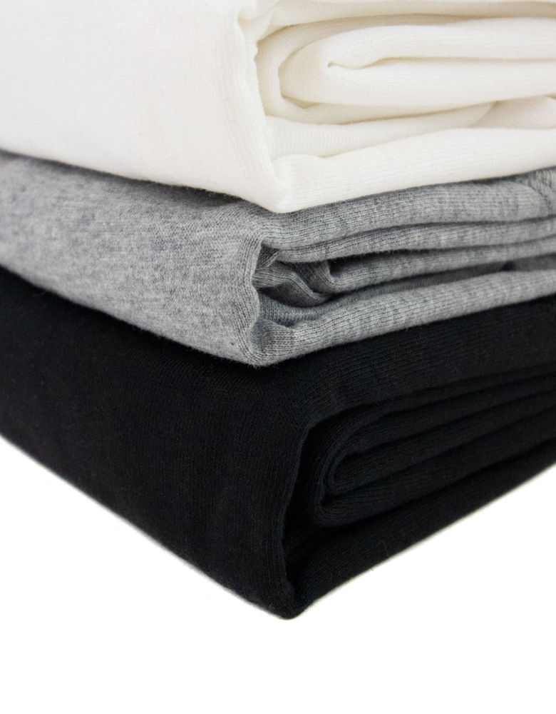 3pack Embroidered Logo T Shirt Blk Grey White