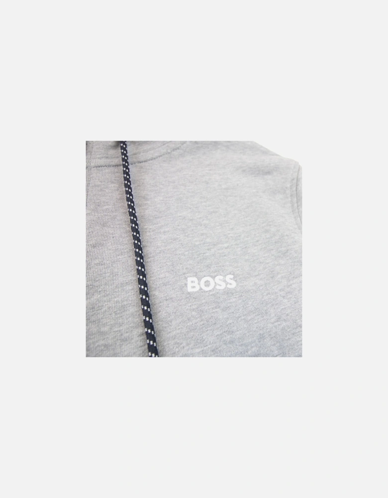 Saggy Embroidered Contrast Logo Zip Up Sweatshirt Grey 059