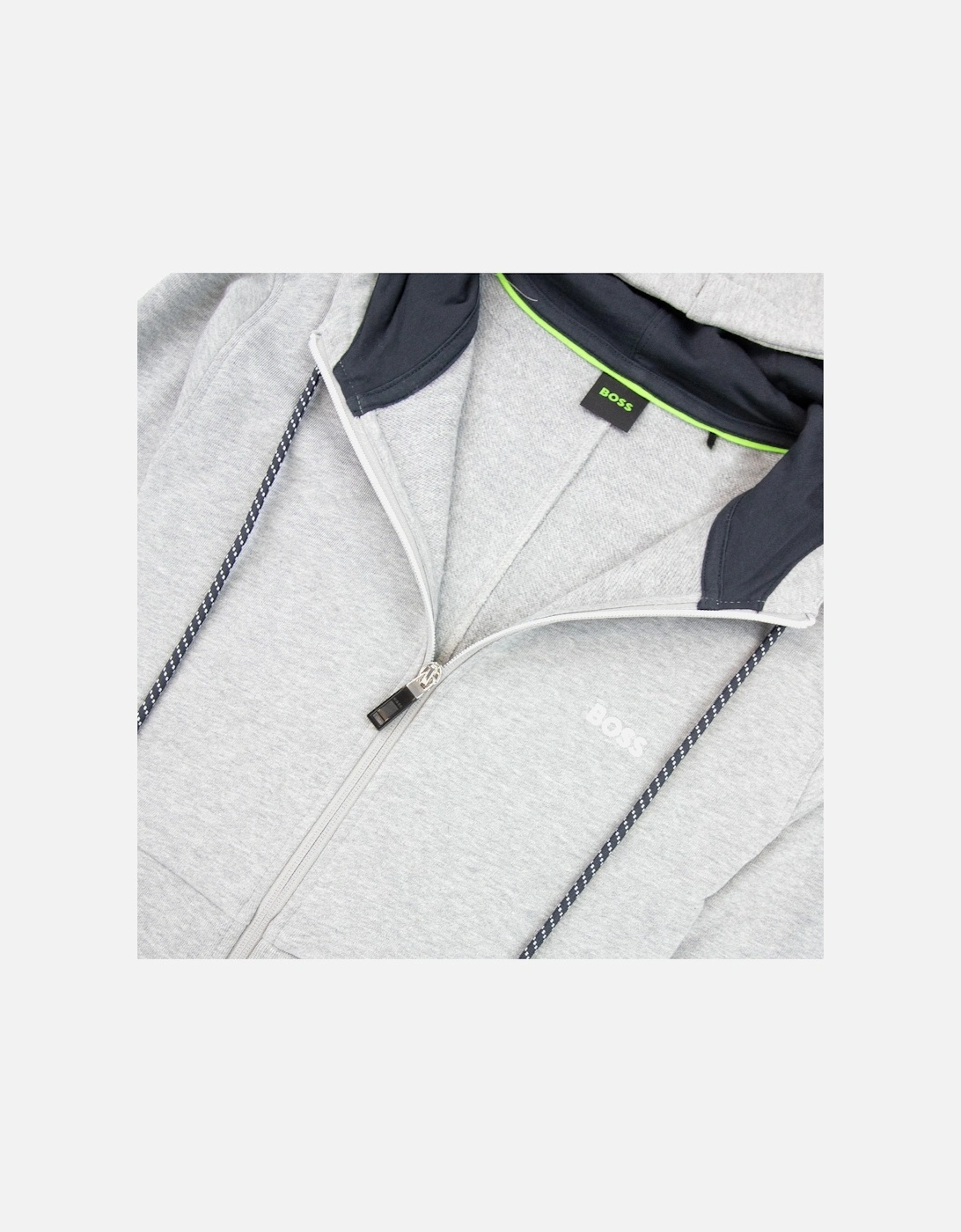 Saggy Embroidered Contrast Logo Zip Up Sweatshirt Grey 059