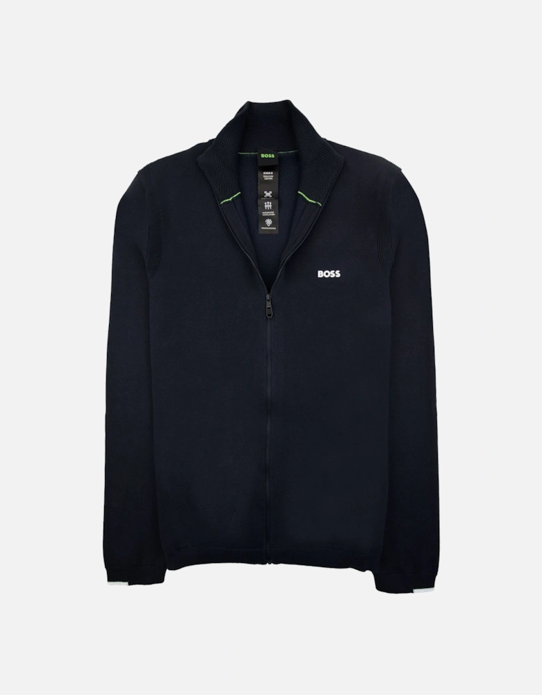 Cotton-blend Full-zip Sweater With Logo Print Navy 402