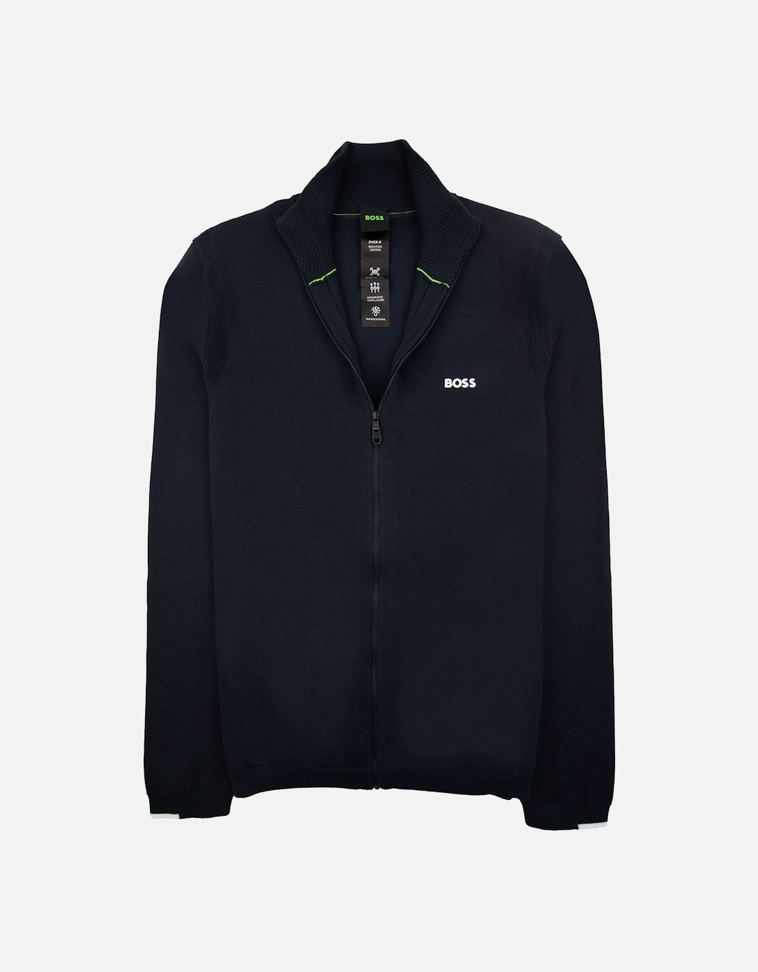 Cotton-blend Full-zip Sweater With Logo Print Navy 402