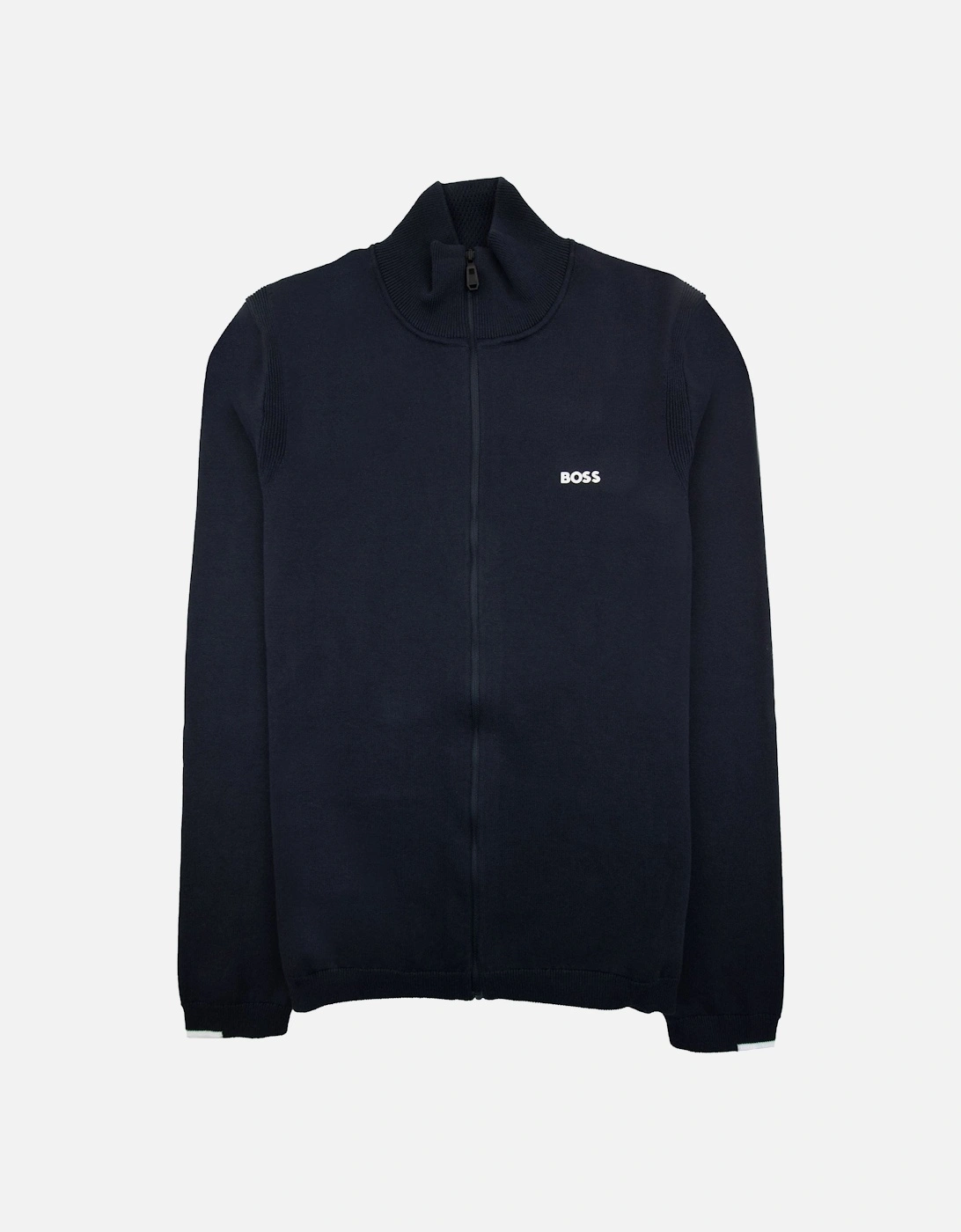 Cotton-blend Full-zip Sweater With Logo Print Navy 402, 6 of 5
