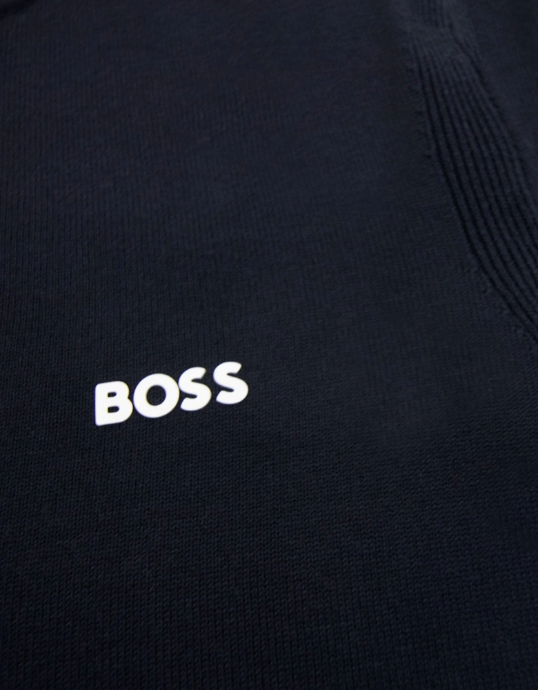 Cotton-blend Full-zip Sweater With Logo Print Navy 402