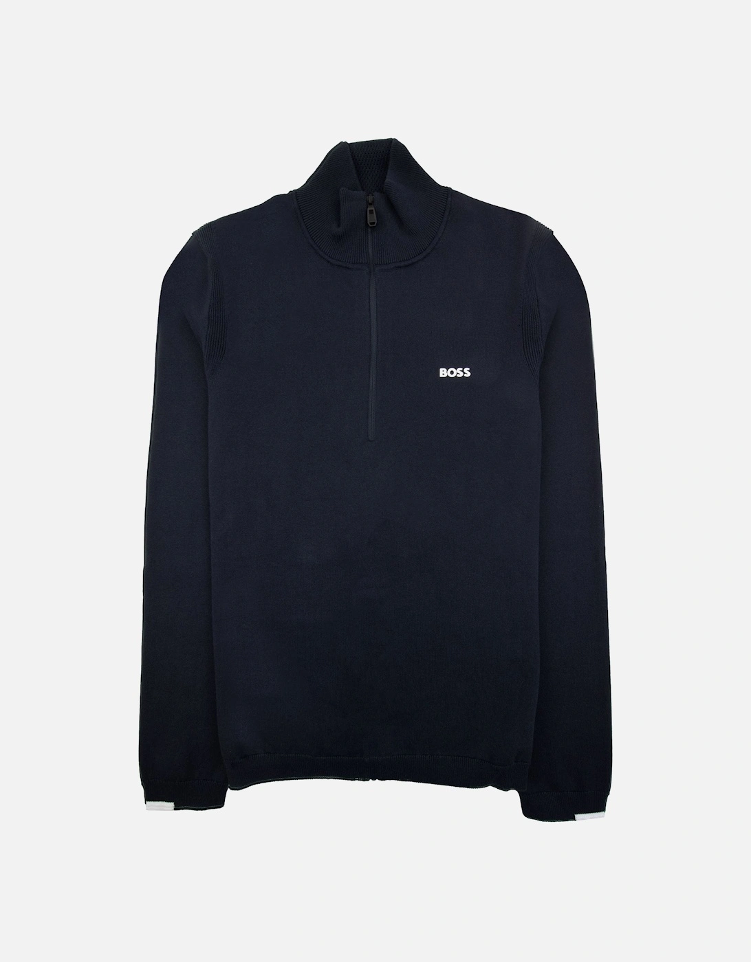 Cotton-blend Zip-neck Sweater With Logo Print Navy 402, 5 of 4