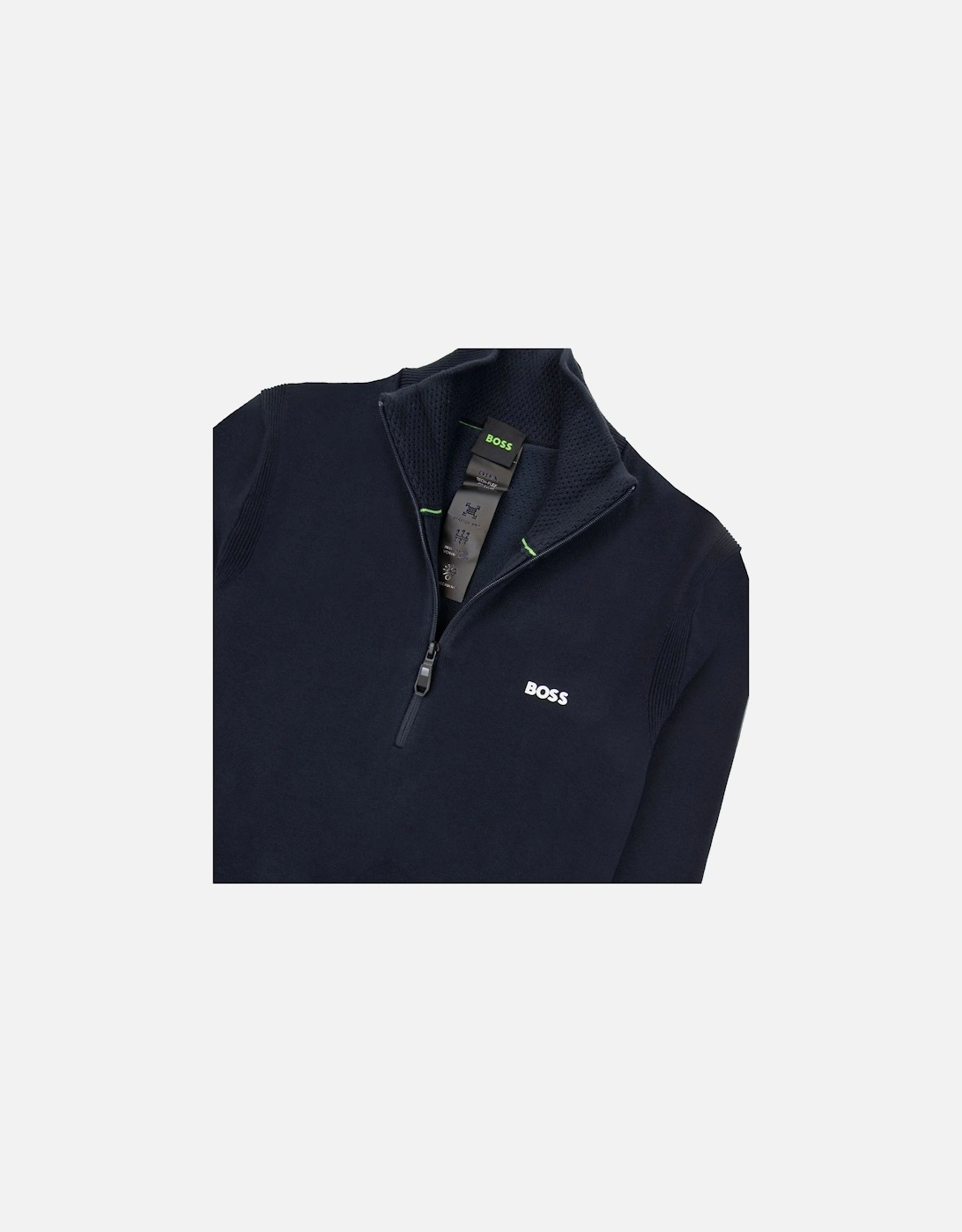 Cotton-blend Zip-neck Sweater With Logo Print Navy 402