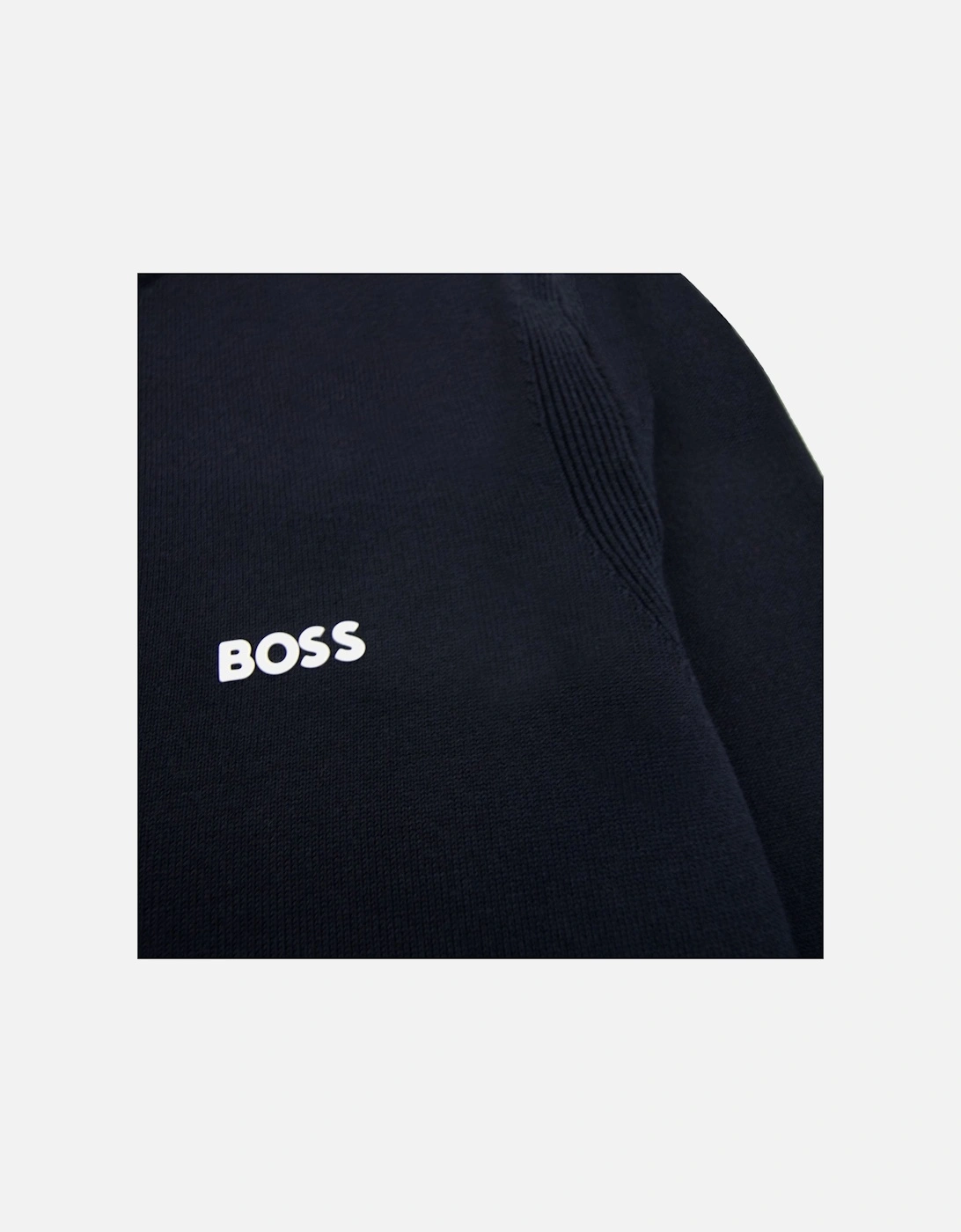 Cotton-blend Zip-neck Sweater With Logo Print Navy 402