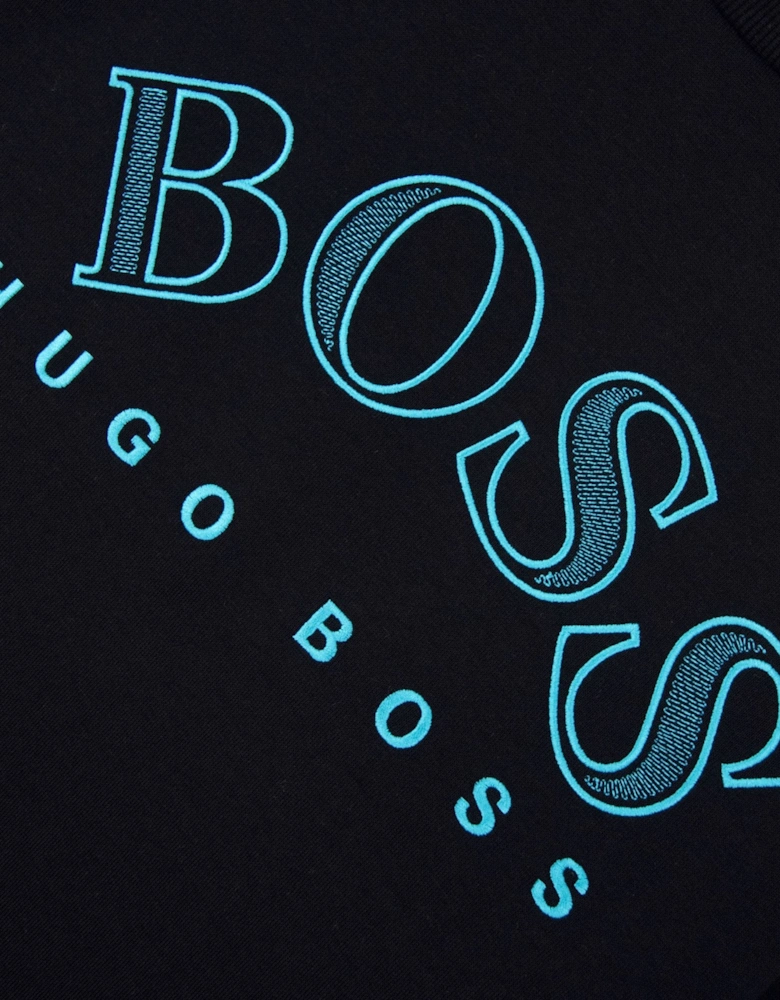 Sweatshirt With Embroidered Curved Logo Black