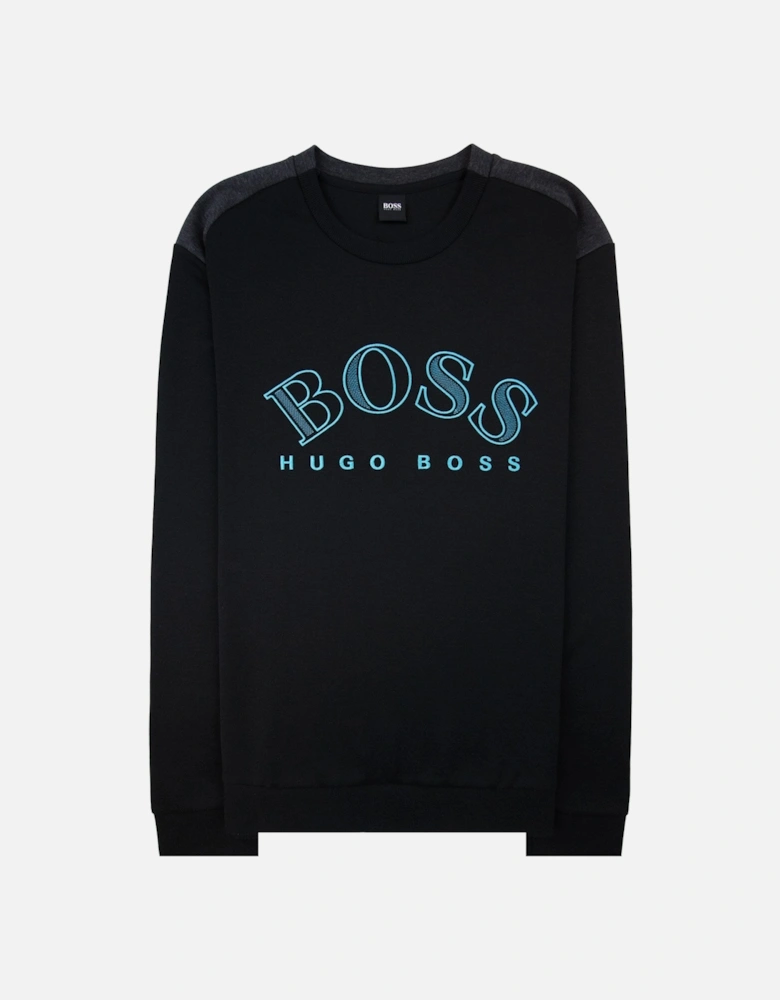 Sweatshirt With Embroidered Curved Logo Black