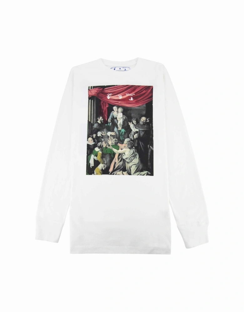 Off White Caravag Printed L/s T Shirt White/black