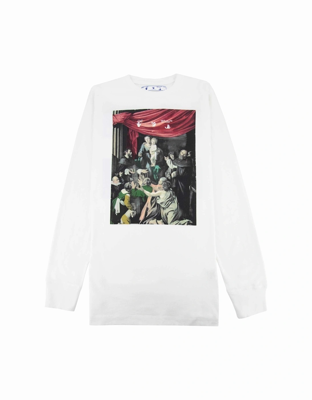 Off White Caravag Printed L/s T Shirt White/black, 4 of 3