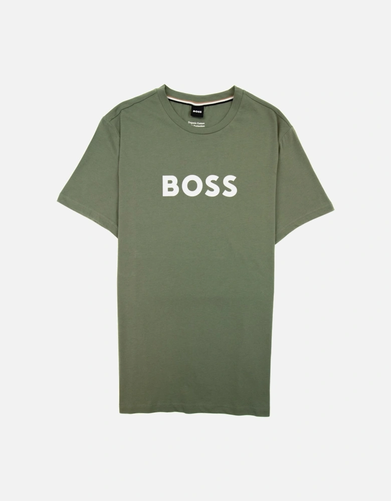 Organic-cotton T-shirt With Contrast Logo Khaki