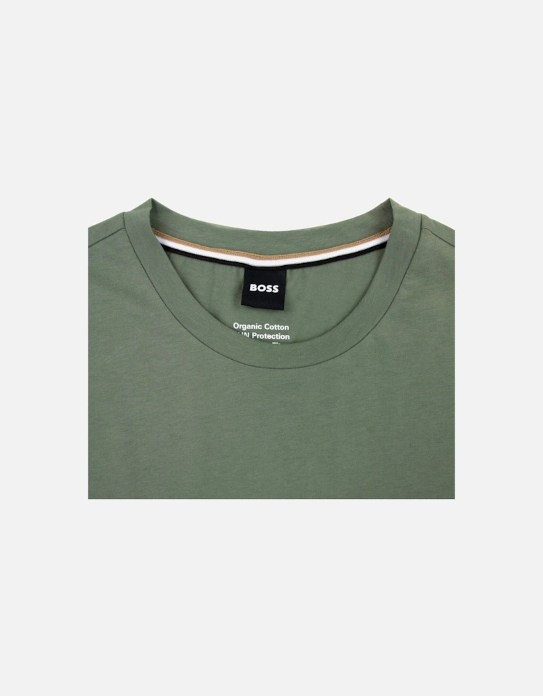 Organic-cotton T-shirt With Contrast Logo Khaki
