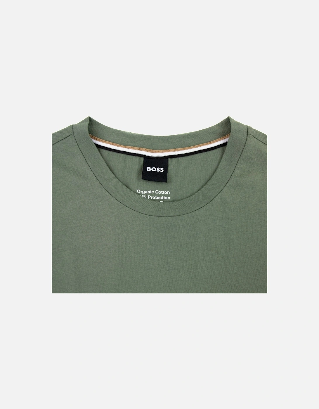 Organic-cotton T-shirt With Contrast Logo Khaki