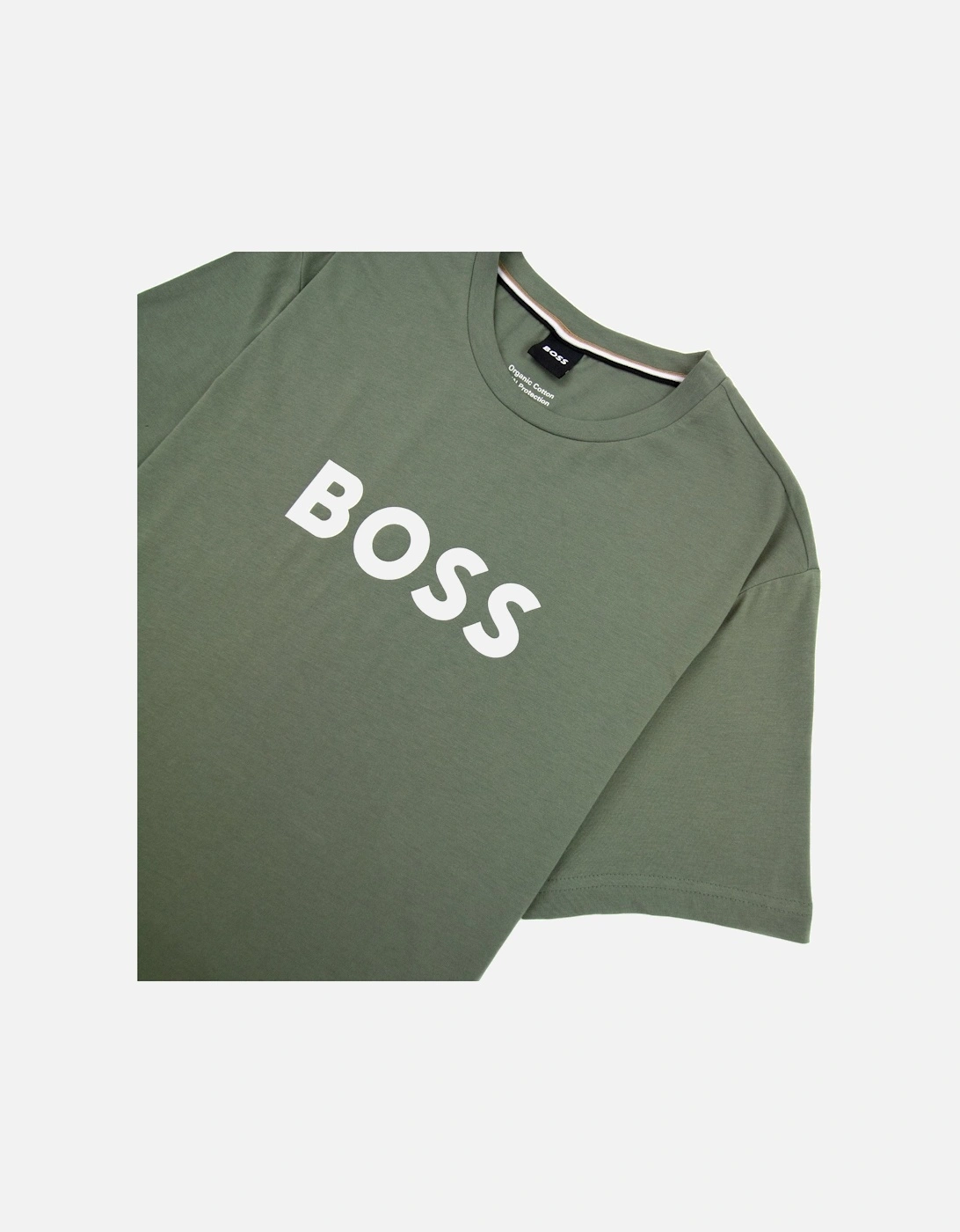 Organic-cotton T-shirt With Contrast Logo Khaki