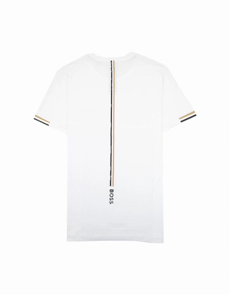 Boss X Matteo Berrettini Waffle-fabric T-shirt With Signature-stripe Artwork White 100