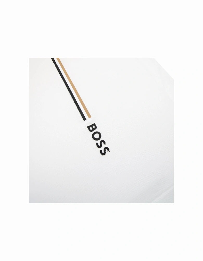 Boss X Matteo Berrettini Waffle-fabric T-shirt With Signature-stripe Artwork White 100