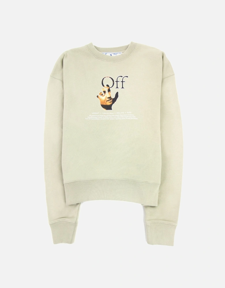 Off White Carav Hand Over Crewneck Sweatshirt Abbey Stone