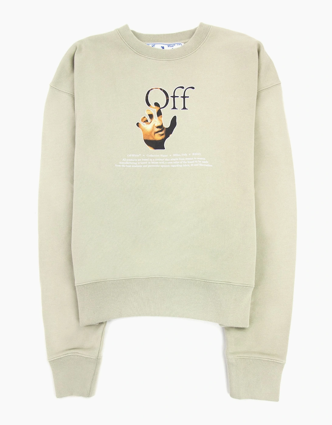 OFF-WHITE Men's Off White Carav Hand Over Crewneck Sweatshirt Abbey Stone - Tan - Size: S