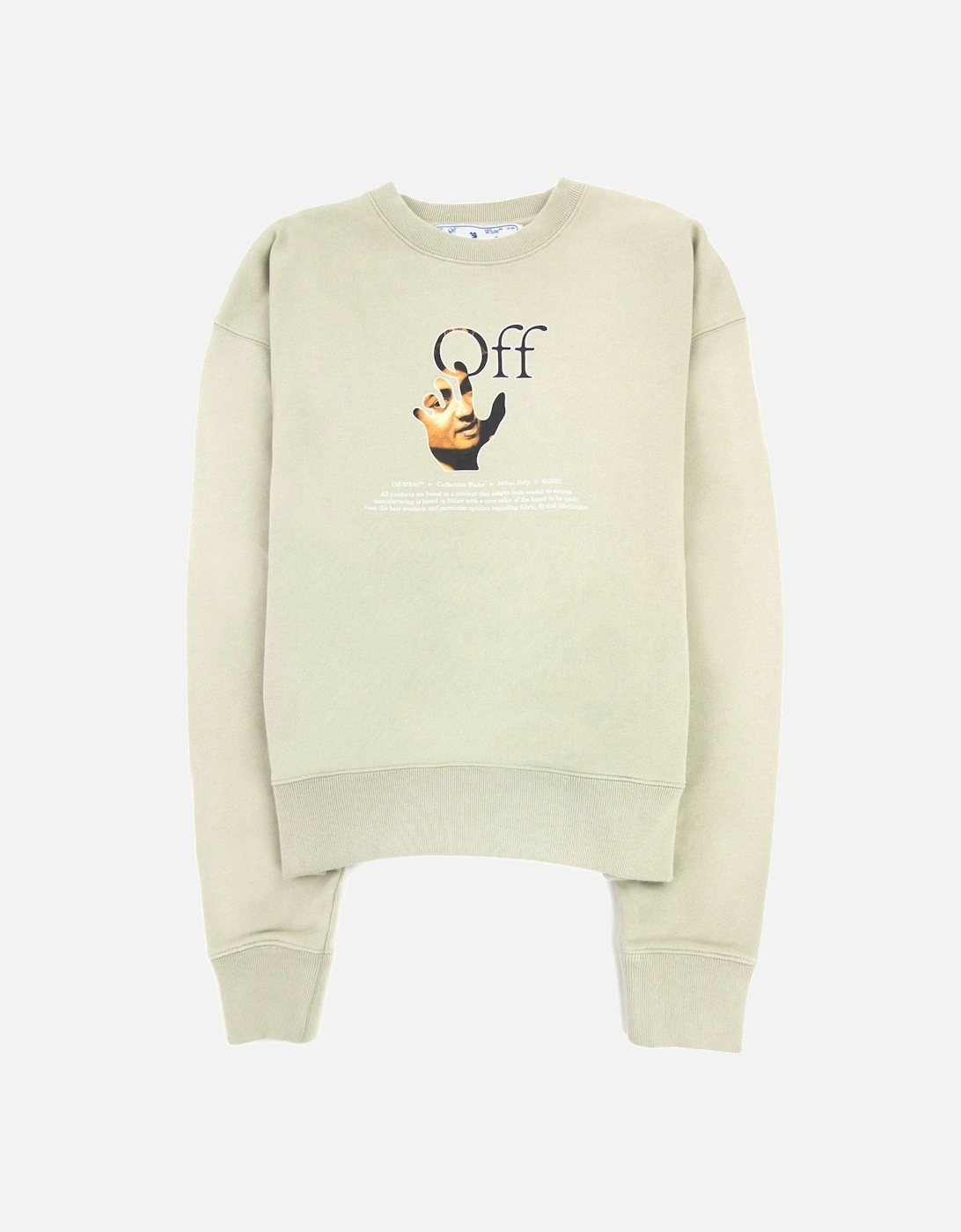 Off White Carav Hand Over Crewneck Sweatshirt Abbey Stone, 5 of 4