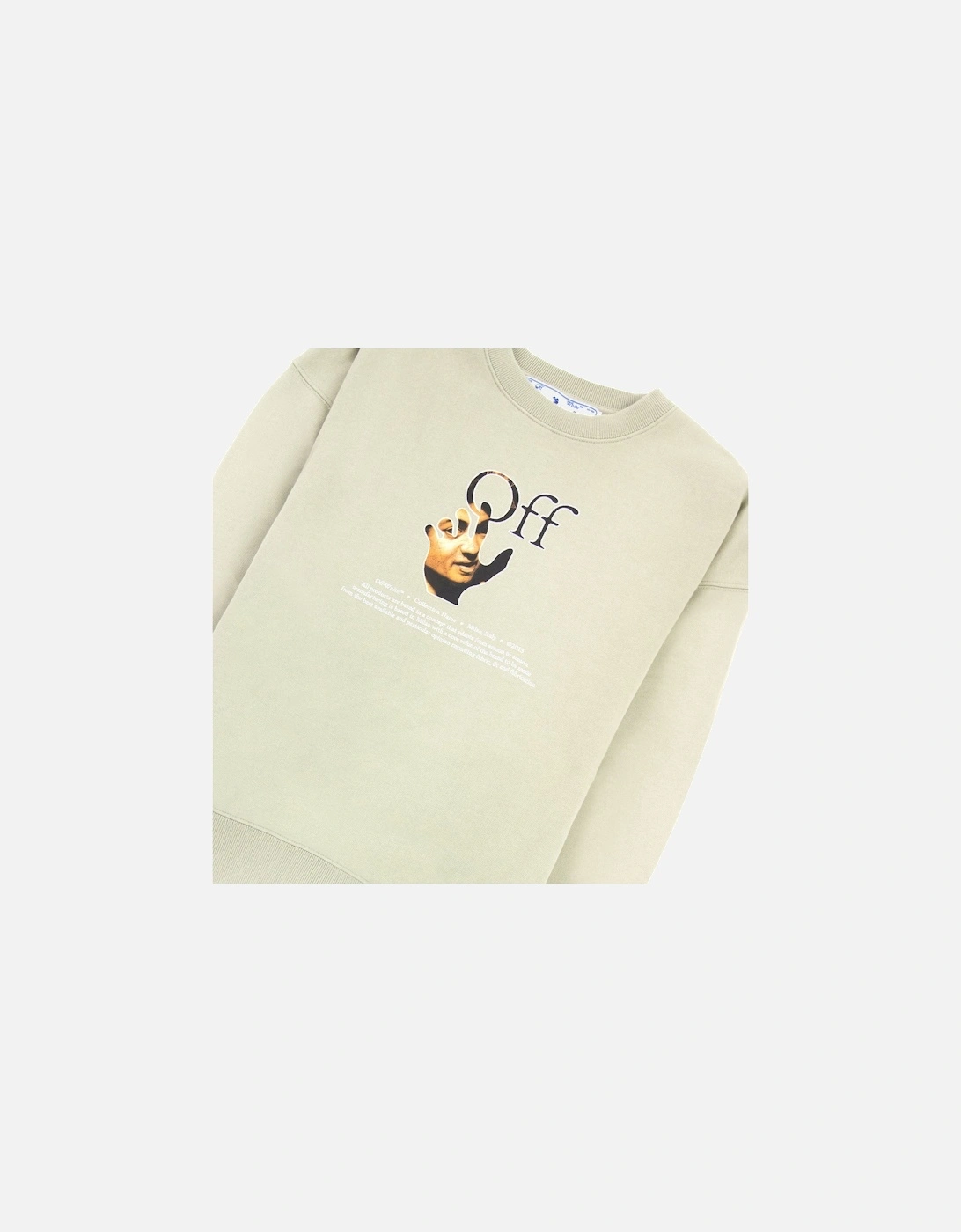 Off White Carav Hand Over Crewneck Sweatshirt Abbey Stone