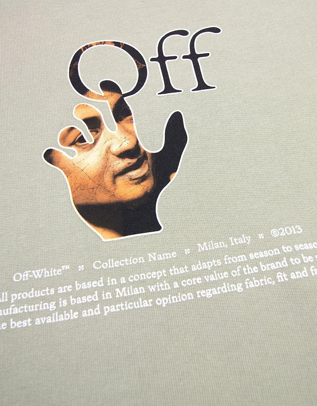 Off White Carav Hand Over Crewneck Sweatshirt Abbey Stone