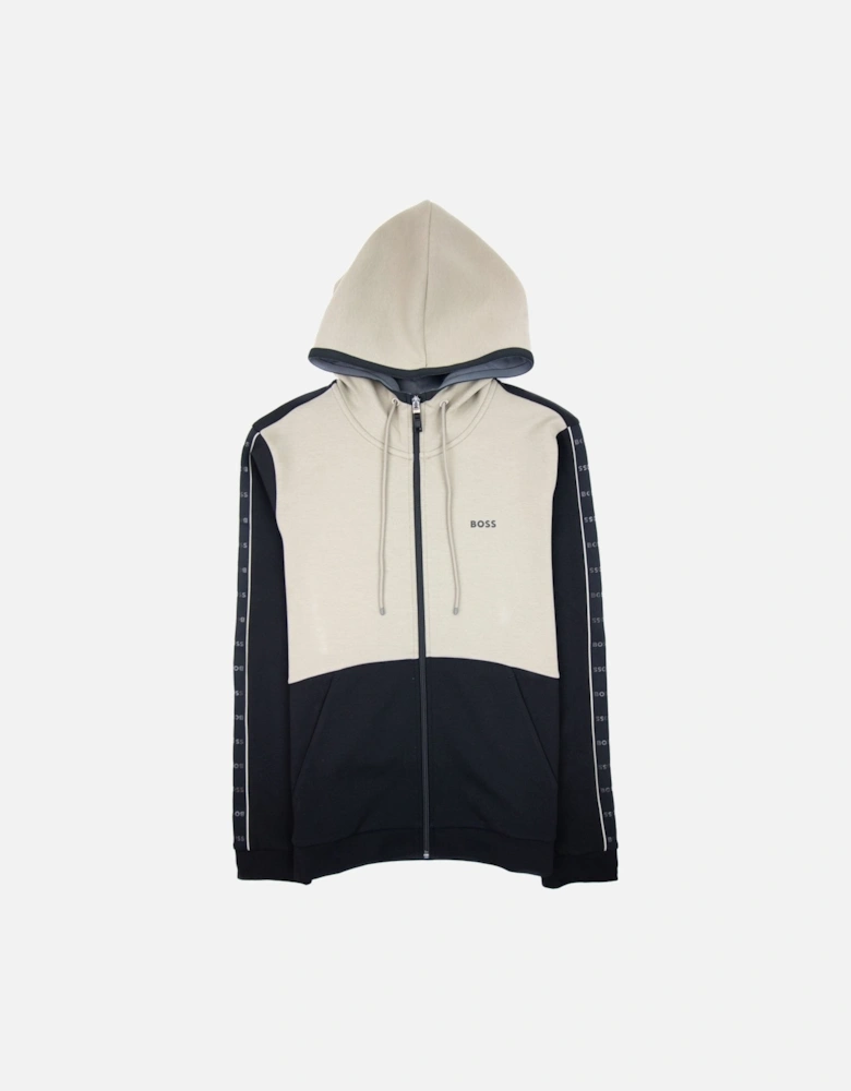 Saggy 1 Arm Stripe Logo Zip Up Hoodie Black 001