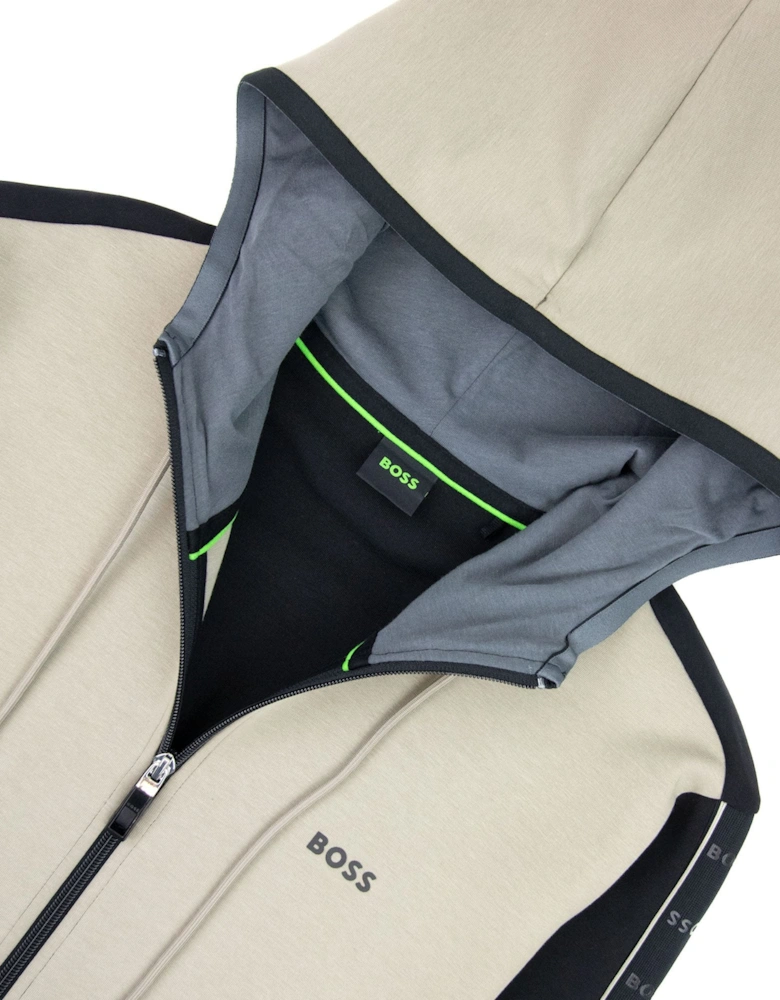 Saggy 1 Arm Stripe Logo Zip Up Hoodie Black 001