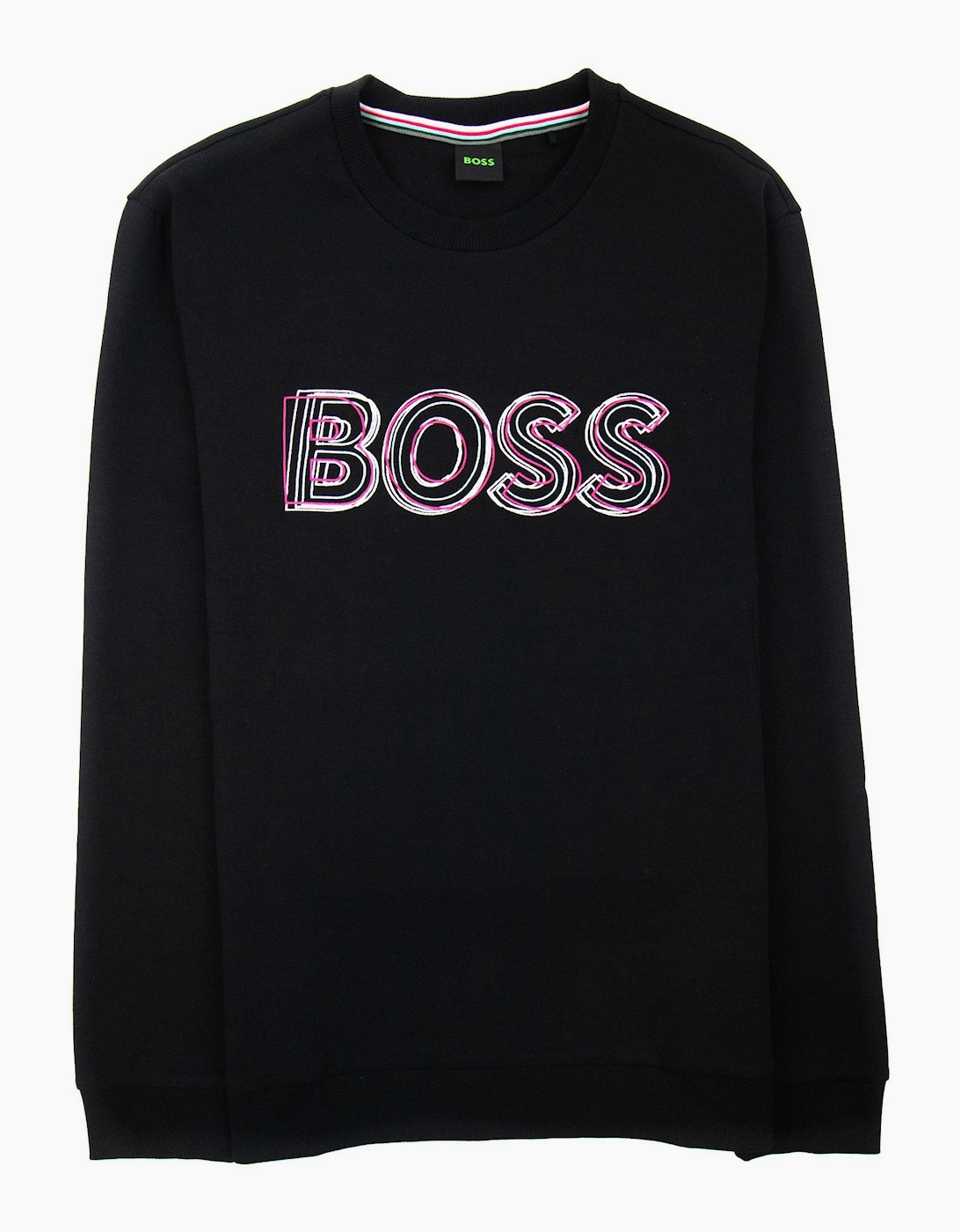 Hugo Boss Men's Black Salbo 1 Embroidered Layered Logo Sweatshirt 001 - Size: 36
