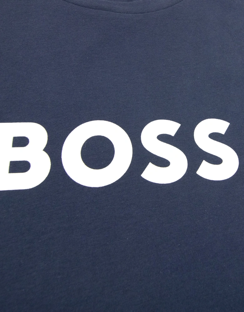 Organic-cotton T-shirt With Contrast Logo Navy 413