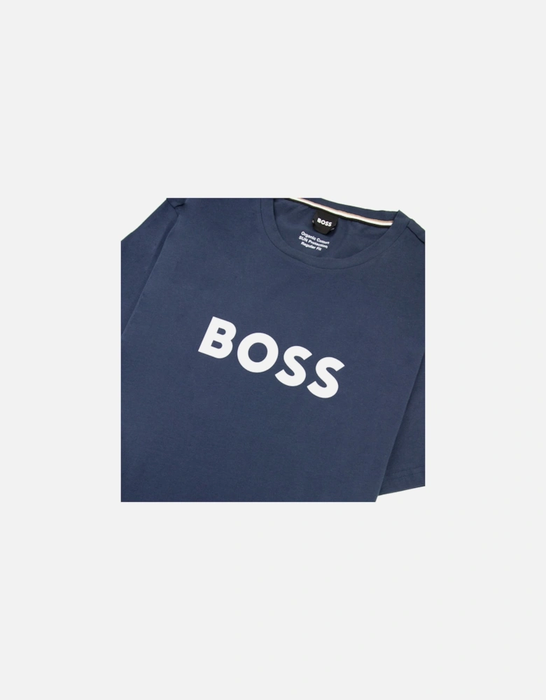 Organic-cotton T-shirt With Contrast Logo Navy 413