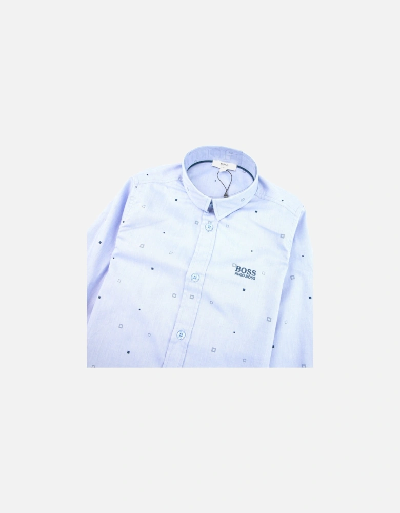 Kids Geometric Long Sleeve Shirt Baby Blue