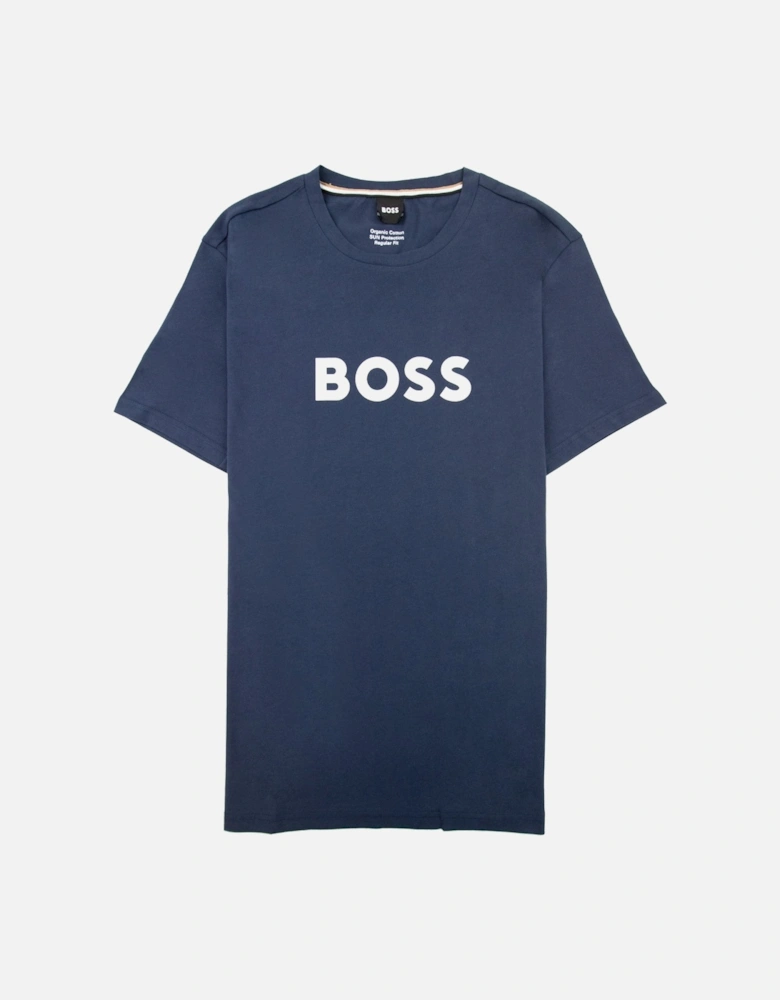 Organic-cotton T-shirt With Contrast Logo Navy 413