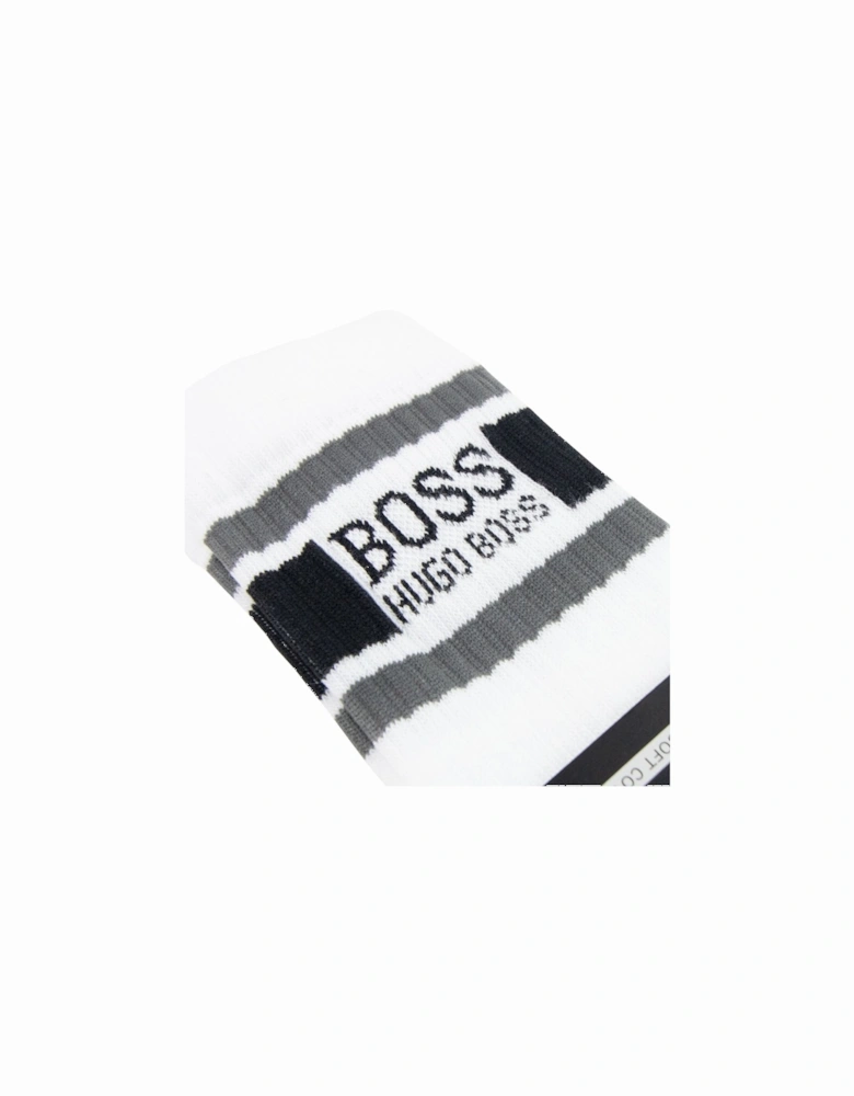 Stripe Logo Socks White 100
