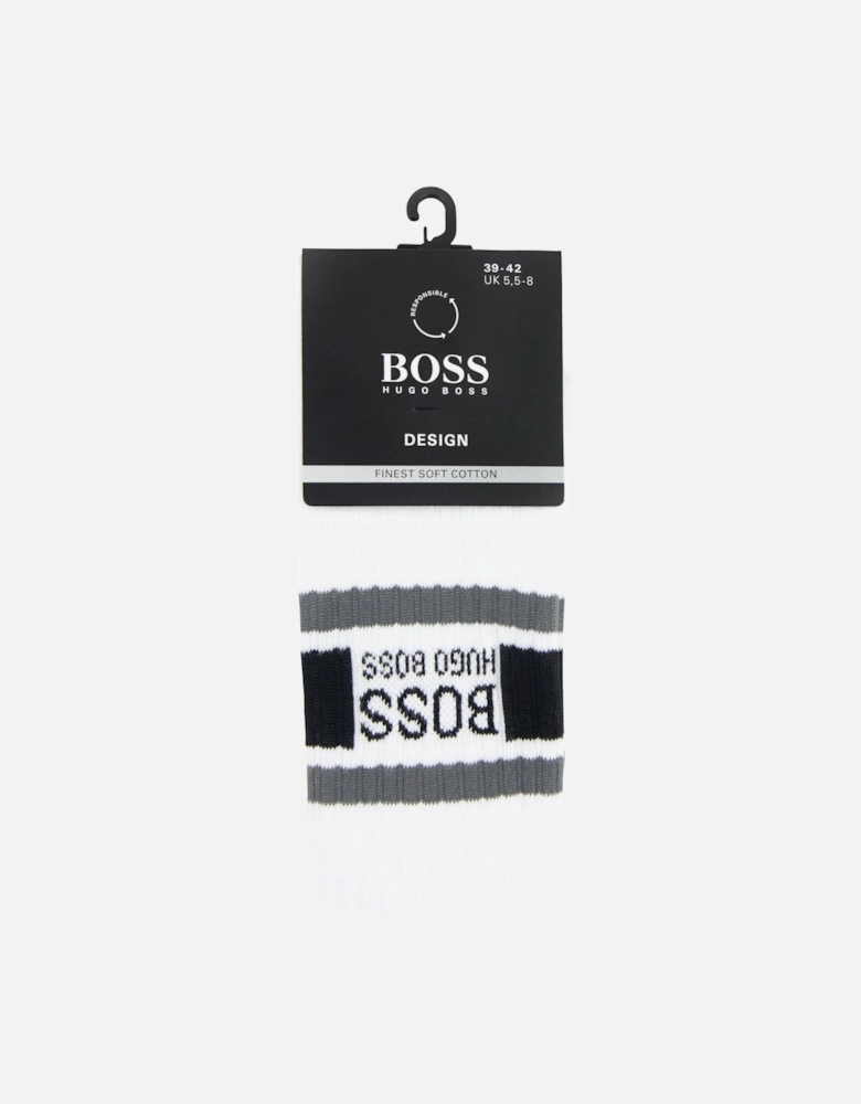 Stripe Logo Socks White 100