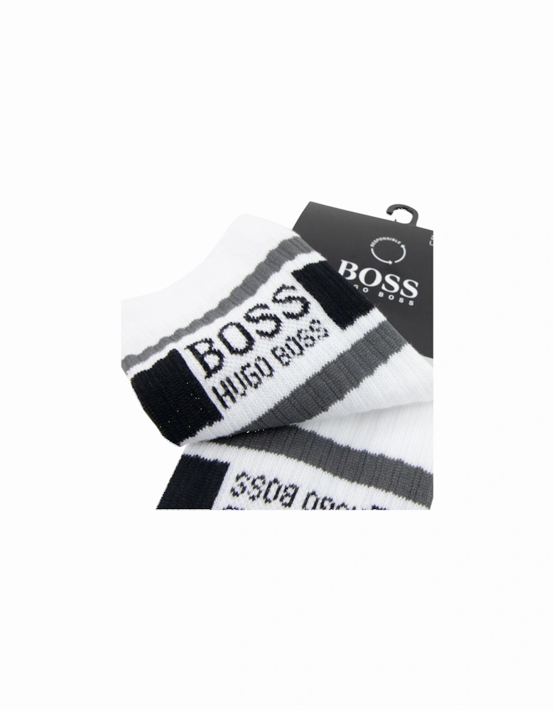 Stripe Logo Socks White 100