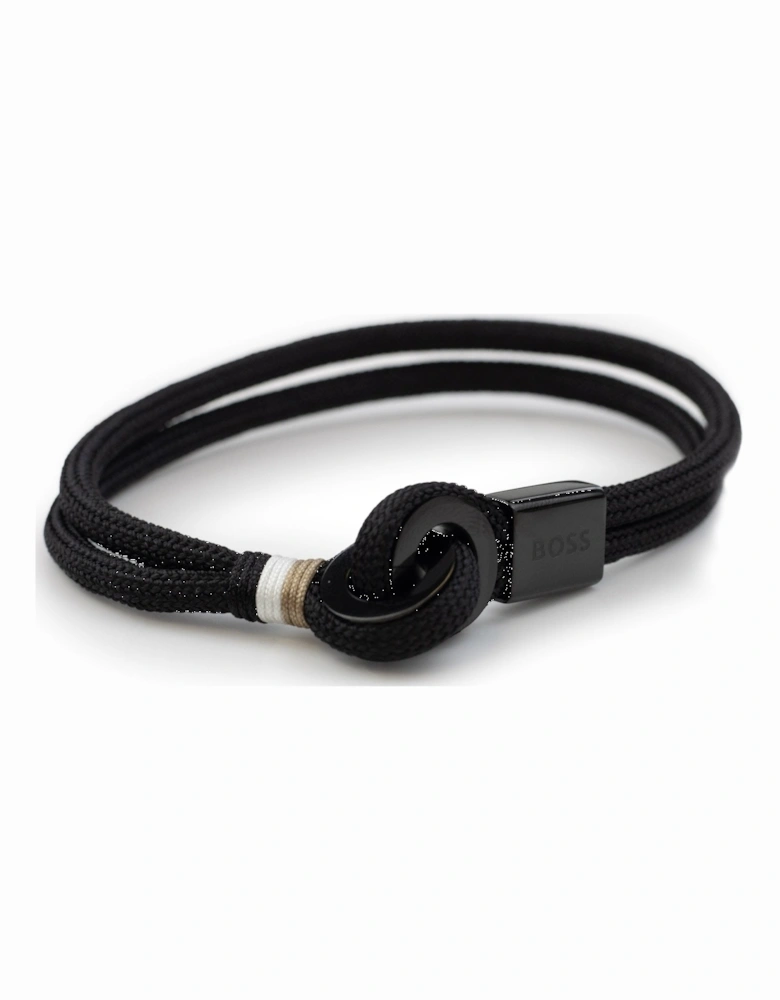 Thad Sport Nylon Black Cord Bracelet Black