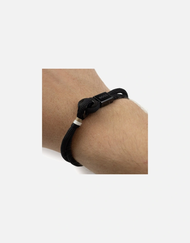 Thad Sport Nylon Black Cord Bracelet Black