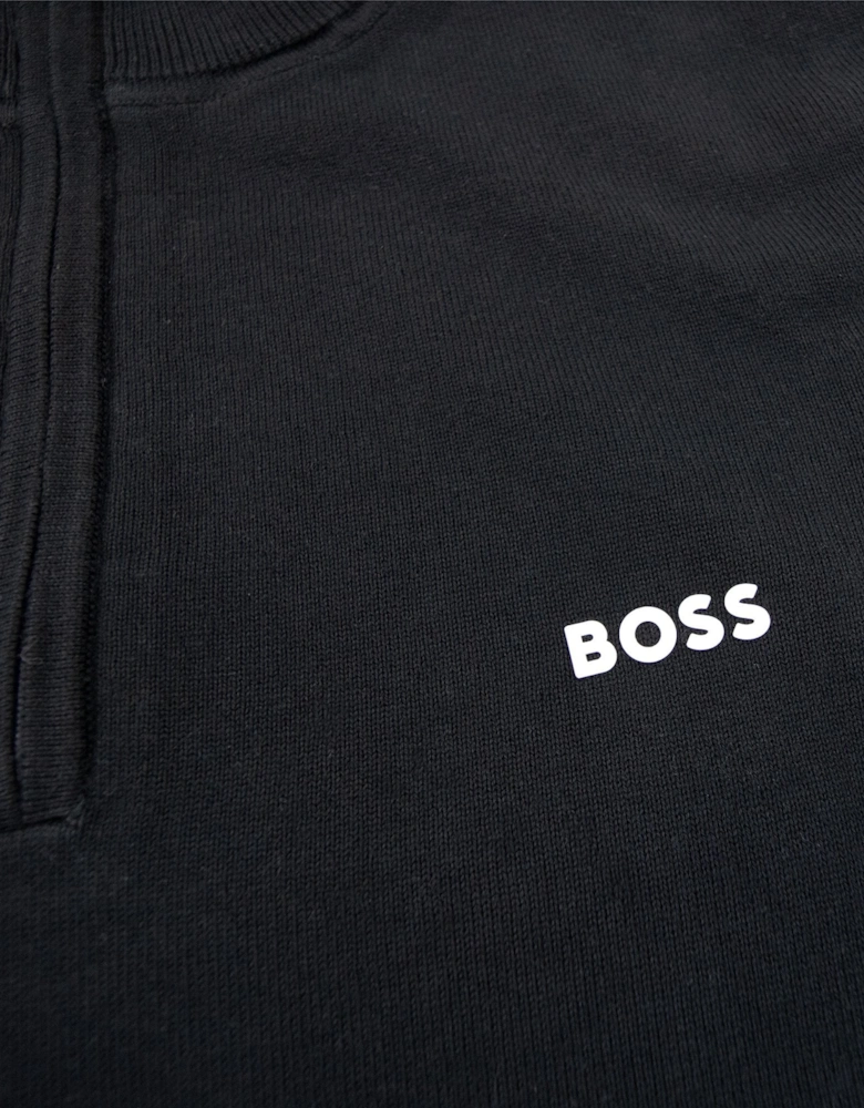 Zallo Curved Logo Zip Sweater Black 001